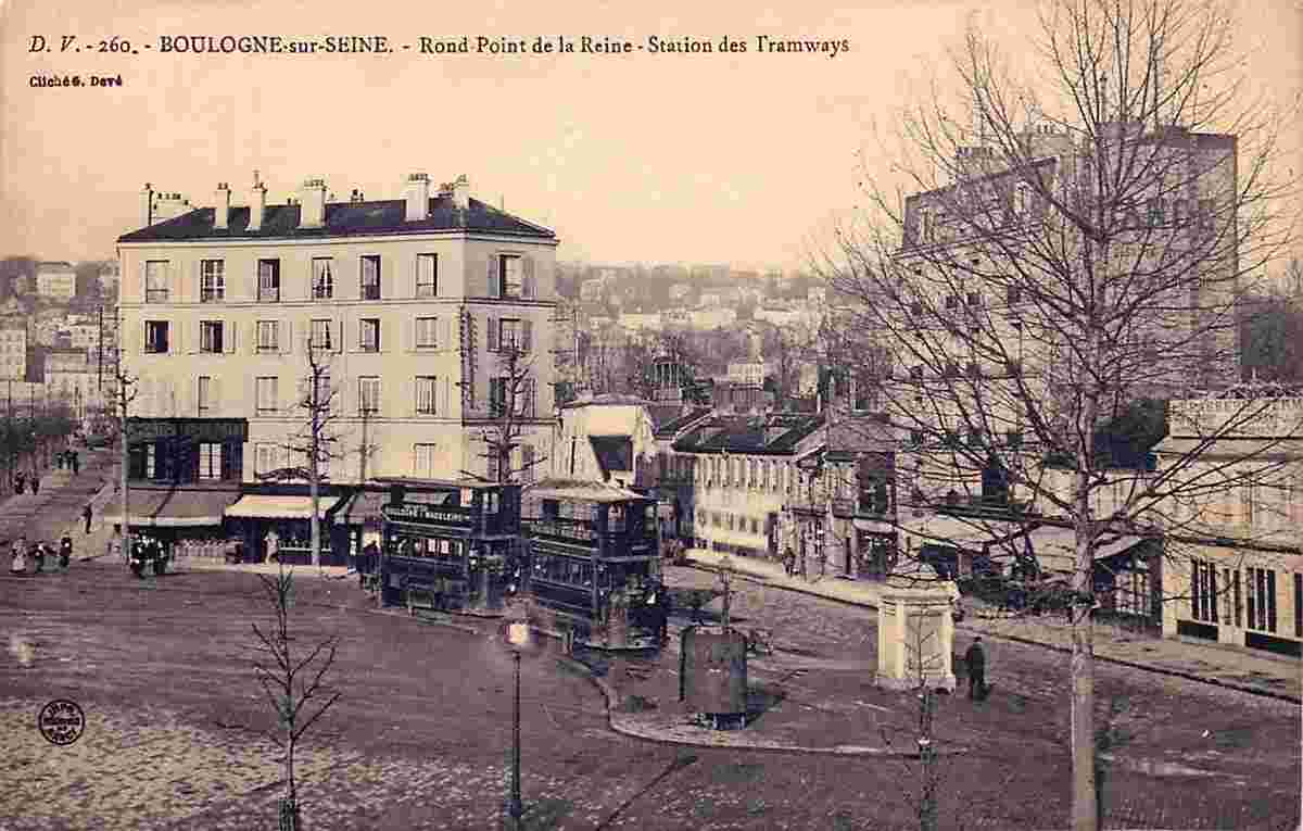 Boulogne-Billancourt. Rond Point de la Reine, Station des Tramways