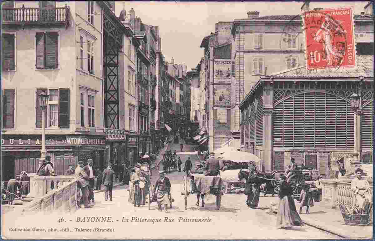 Bayonne. Rue Poissonnerie, Halle Marché, 1904
