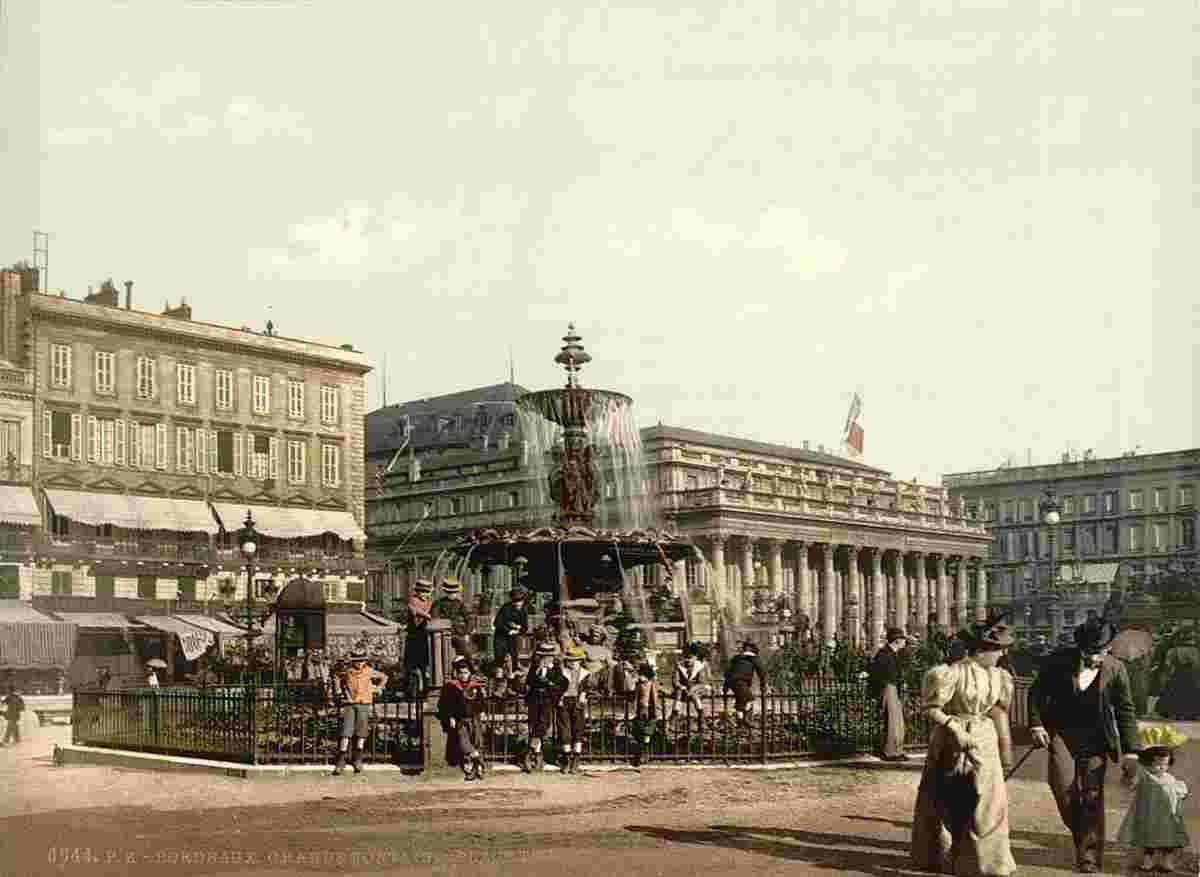 Bordeaux. Place Tourny et Grande fontaine, vers 1890