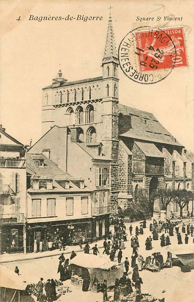 Bagnères-de-Bigorre. Place Saint-Vincent et Marché, 1911