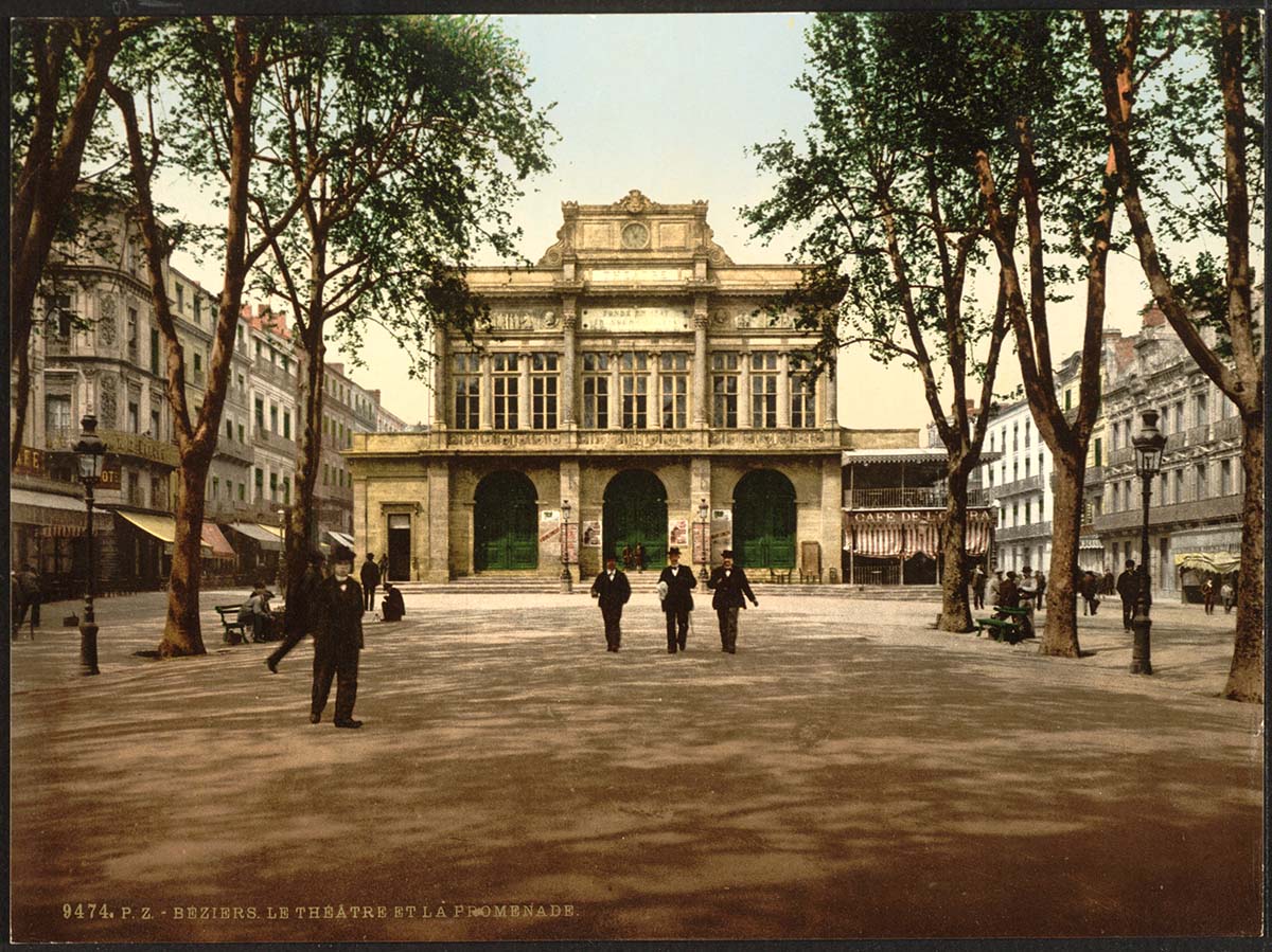 Béziers. Théâtre et promenade, 1890