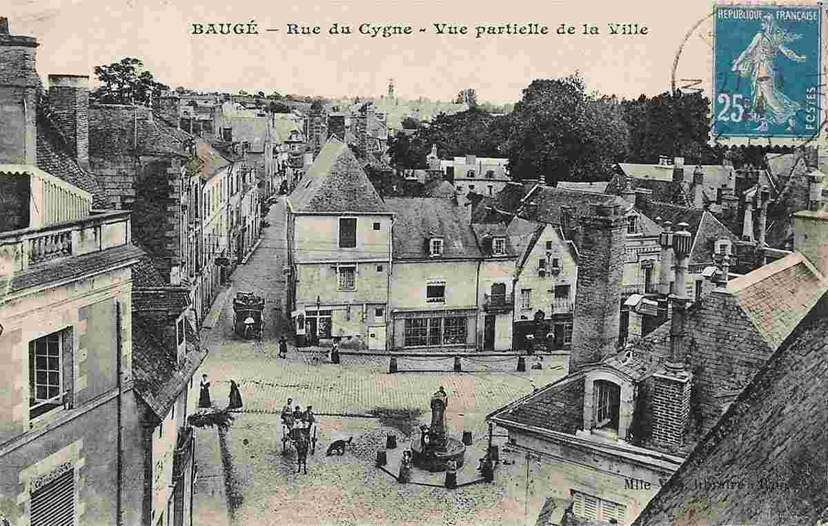 Baugé-en-Anjou. Baugé - Rue du Cygne, Fontaine du Roi-René, 1924