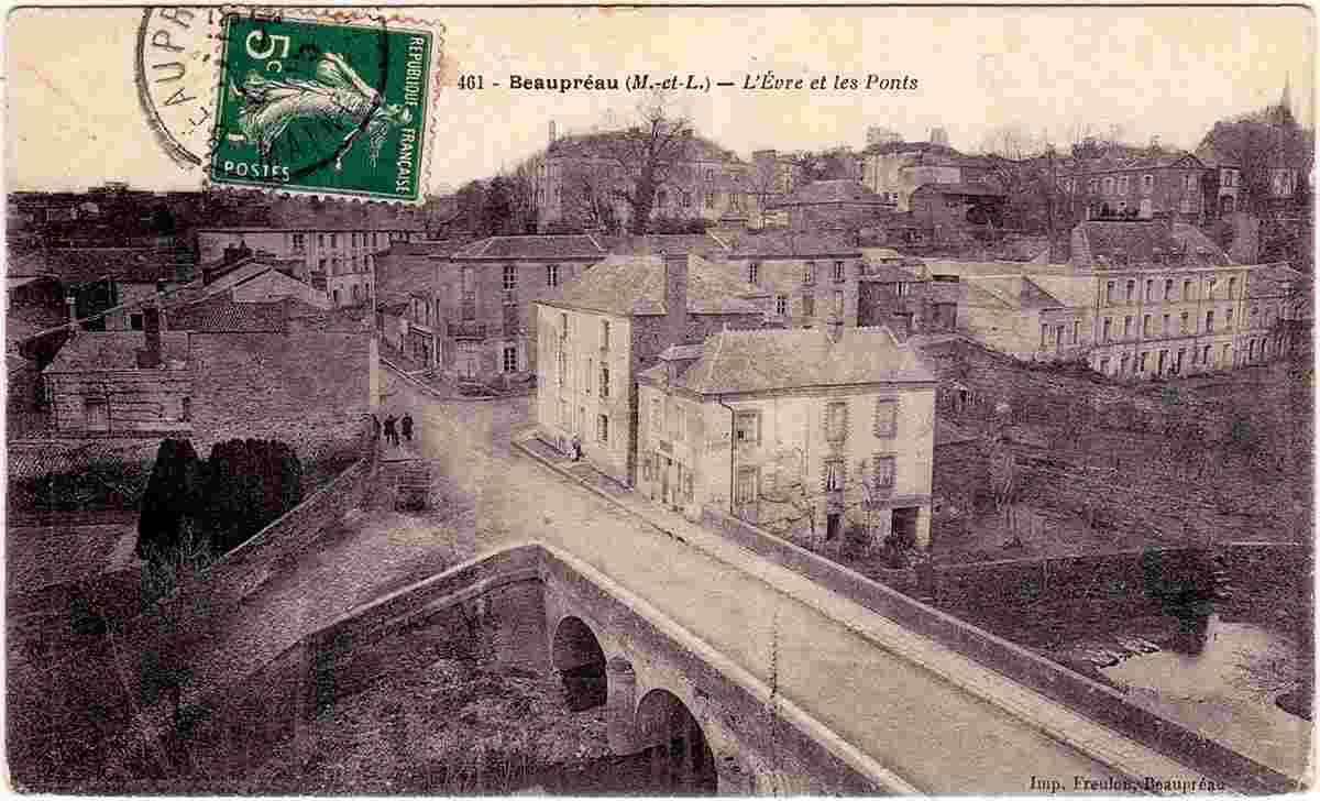 Beaupréau-en-Mauges. Beaupréau - L'Evre et les Pont, 1915