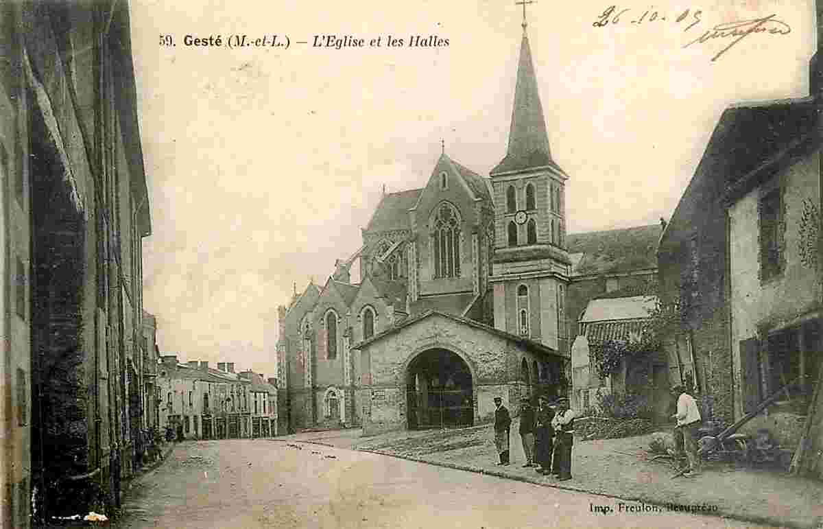 Beaupréau-en-Mauges. Gesté - l'Église et les Halles, 1909