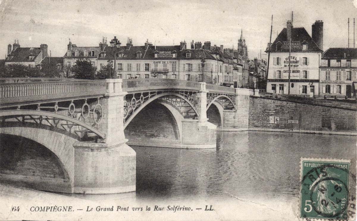Compiègne. Le Grand Pont vers la Rue Solférino, 1914