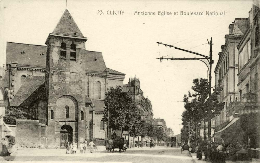 Clichy. Ancienne l'Église et Boulevard National, 1900-1910s