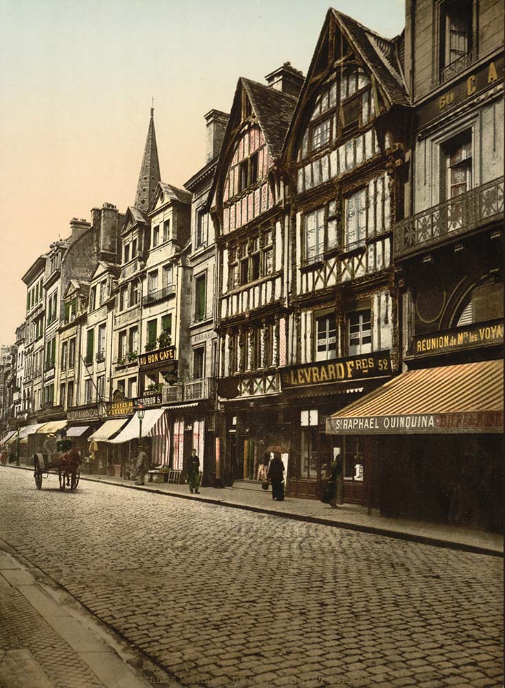 Caen. Old houses in rue Saint Pierre, 1890