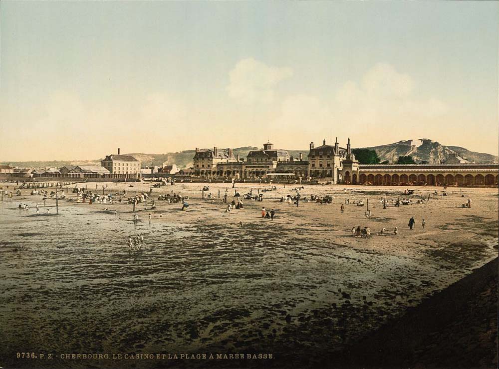 Cherbourg-Octeville. Cherbourg - Casino and beach at low tide, 1890
