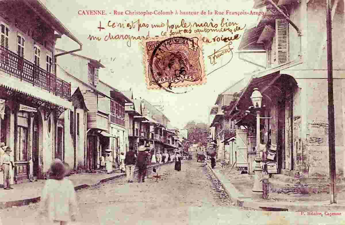 Cayenne. Christophe Colomb Street, at Francois Arago Street, 1906