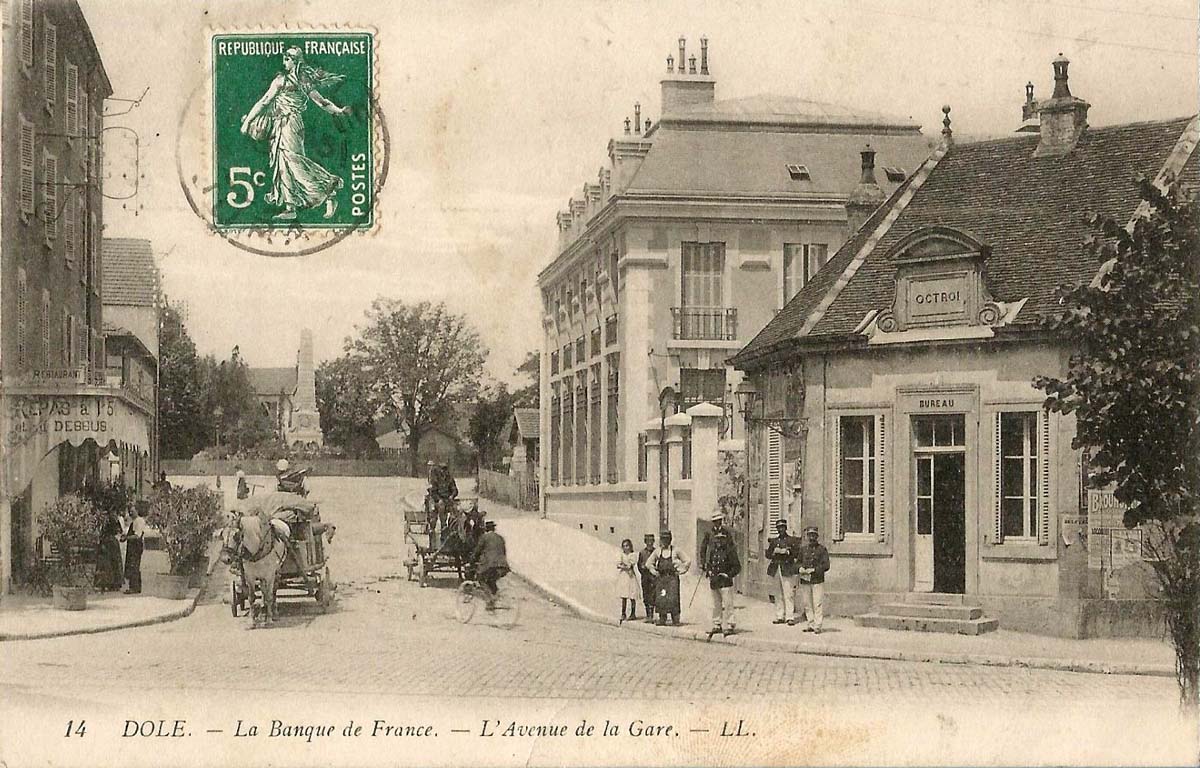 Dole. La Banque de France en L'Avenue de la Gare, 1911