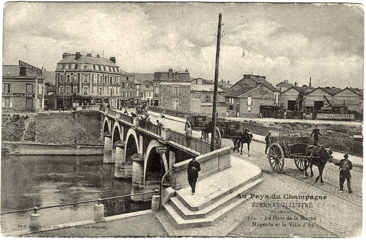 Épernay. Le Pont de la Marne, Magenta et la Villa