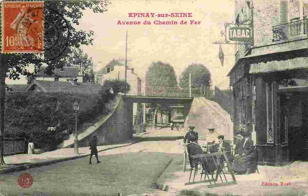 Épinay-sur-Seine. Café, Tabac, Avenue du Chemin de Fer, 1916