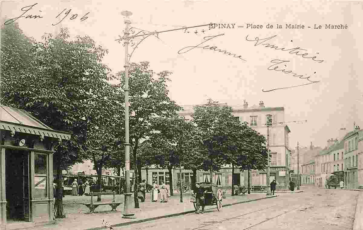 Épinay-sur-Seine. Place de la Mairie, Le Marché, 1904