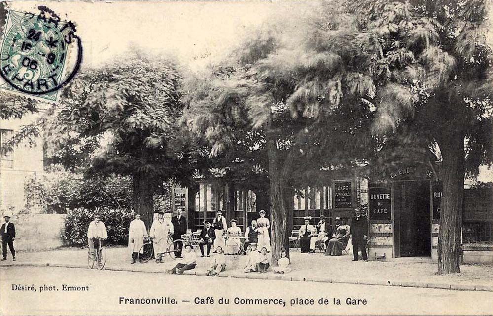 Franconville. Café du Commerce, place de la Gare, 1906