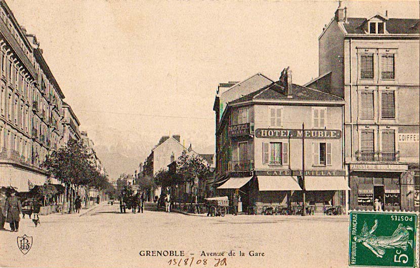 Grenoble. Avenue de la Gare, Hôtel Meuble, 1908