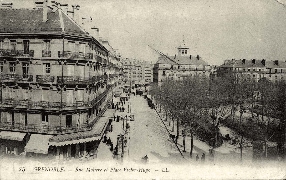 Grenoble. Rue Molière et Place Victor Hugo, 1909
