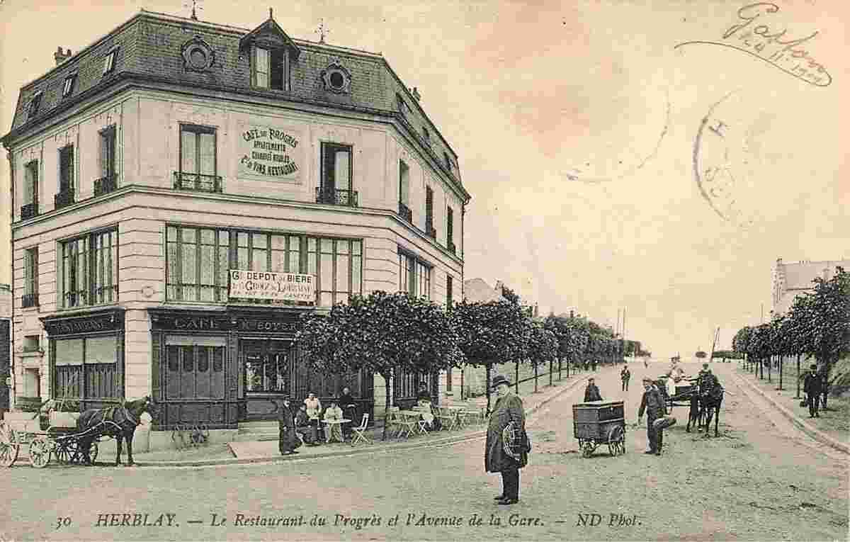 Herblay-sur-Seine. Restaurant du Progrès et l'Avenue de la Gare