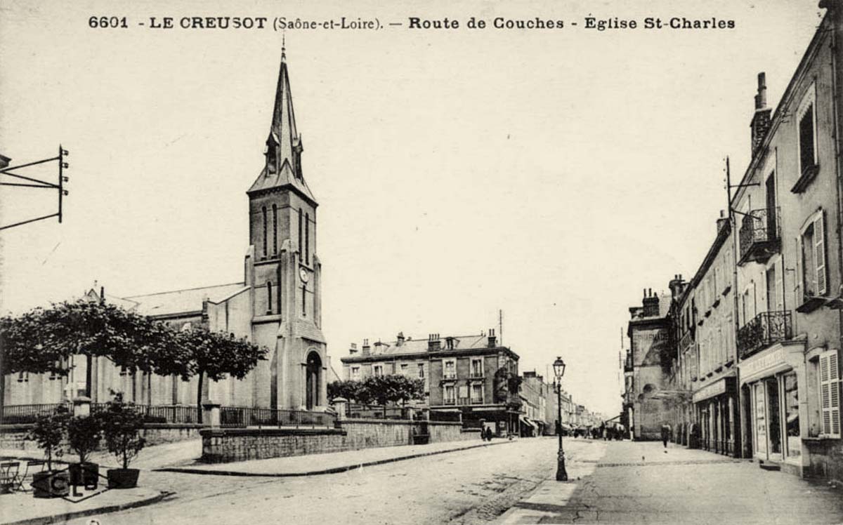 Le Creusot. Route de Couches, l'Église Saint Charles