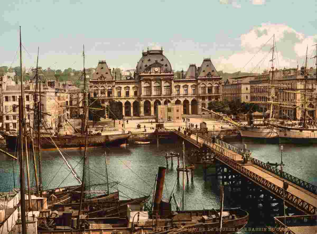 Le Havre. Bourse and docks, 1890