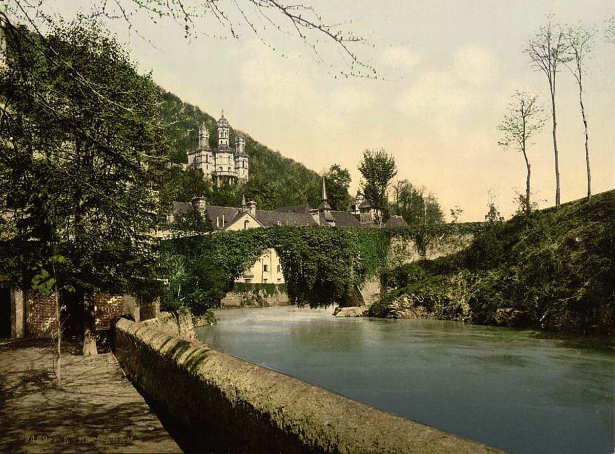Lestelle-Bétharram. General view and the bridge, 1890