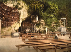 Lourdes. The grotto of Notre Dame, 1890