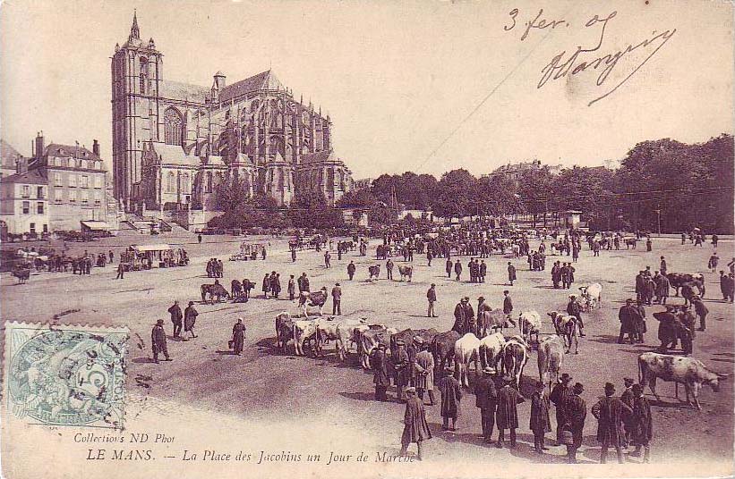 Le Mans. La Place des Jacobins un Jour de Marché, vers 1909