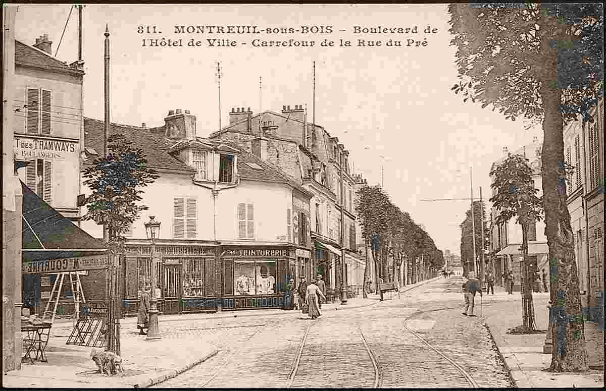 Montreuil. Boulevard de l'Hôtel de Ville - Carrefour de la Rue du Pré, 1915
