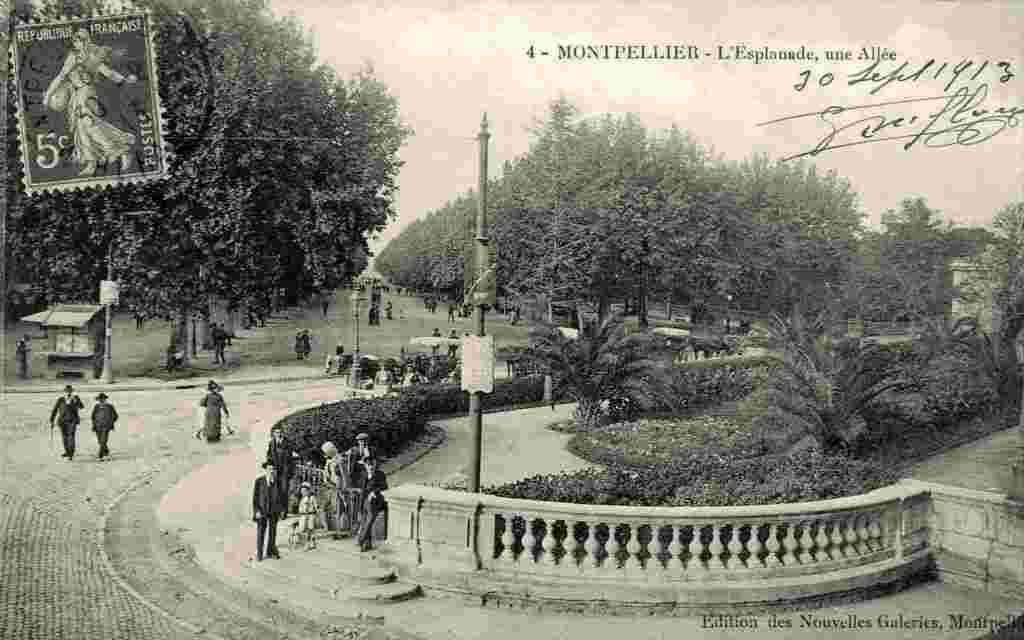 Montpellier. L'Esplanade, une Allée, 1913