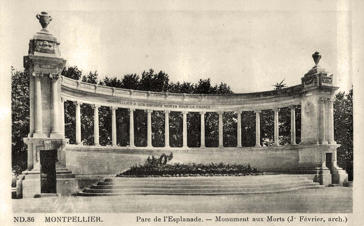 Montpellier. Parc de l'Esplanade, Monument aux Morts