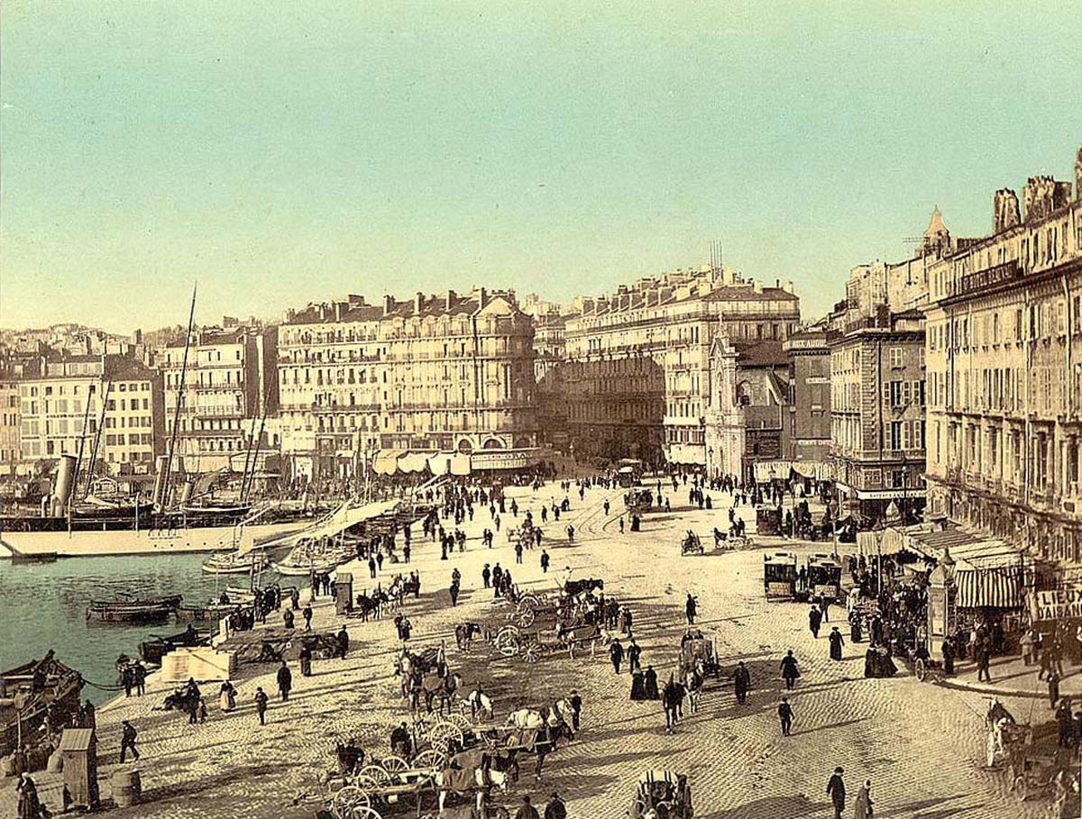 Marseille. Vieux-Port, à droite - Hôtel 'Beauvau', vers 1890