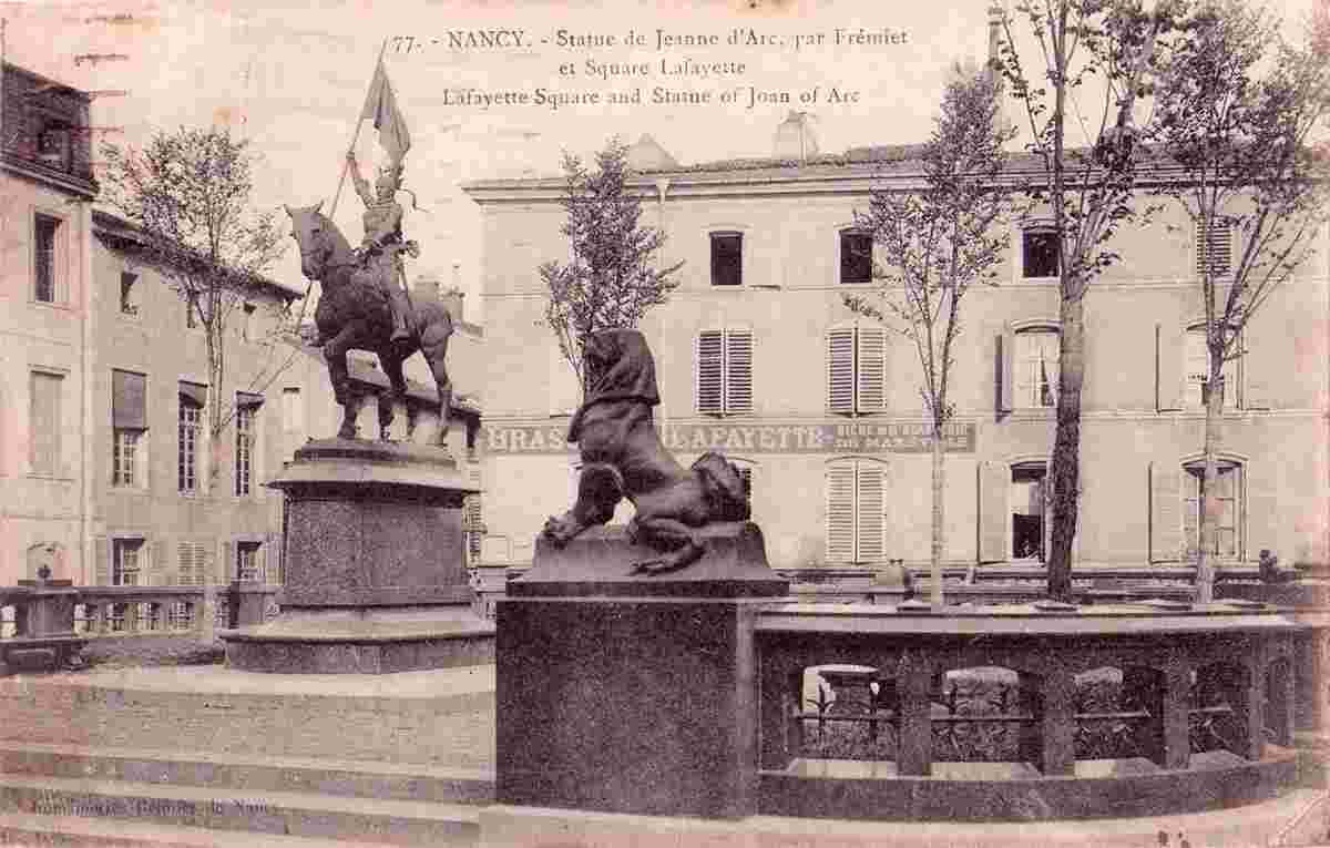 Nancy. Statue de Jeanne d'Arc et Square Lafayette, 1921