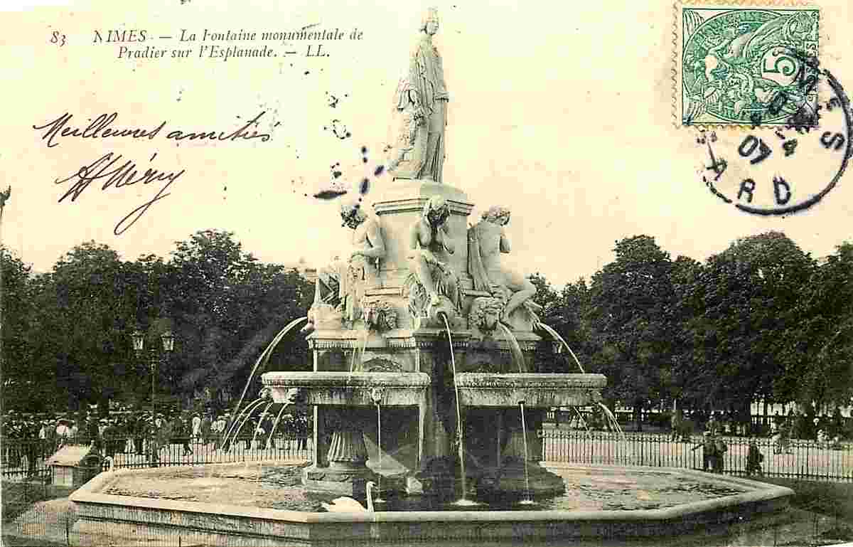 Nîmes. La Fontaine monumentale de Pradier