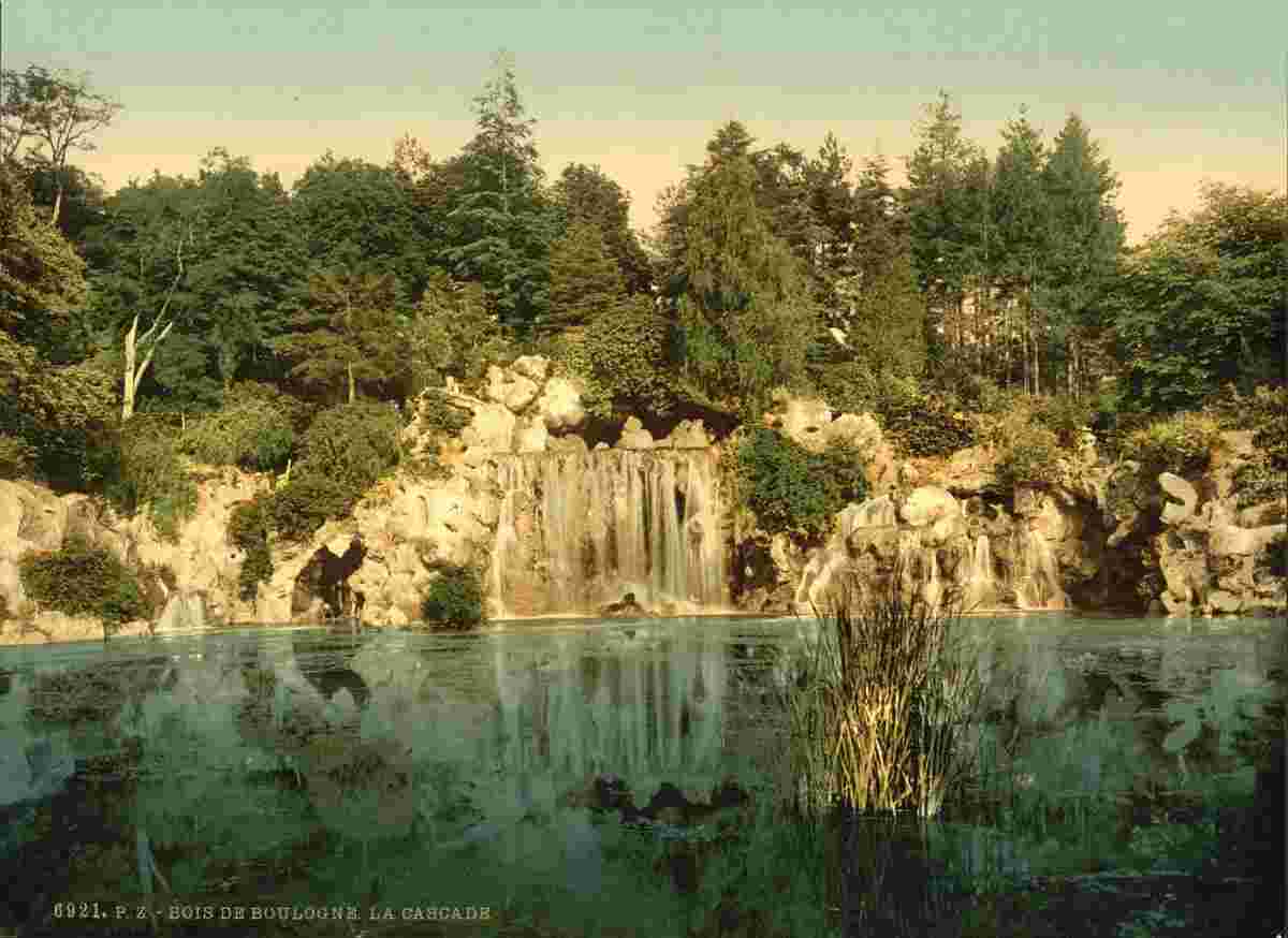 Paris. Bois du Boulougne, the cascade, circa 1890