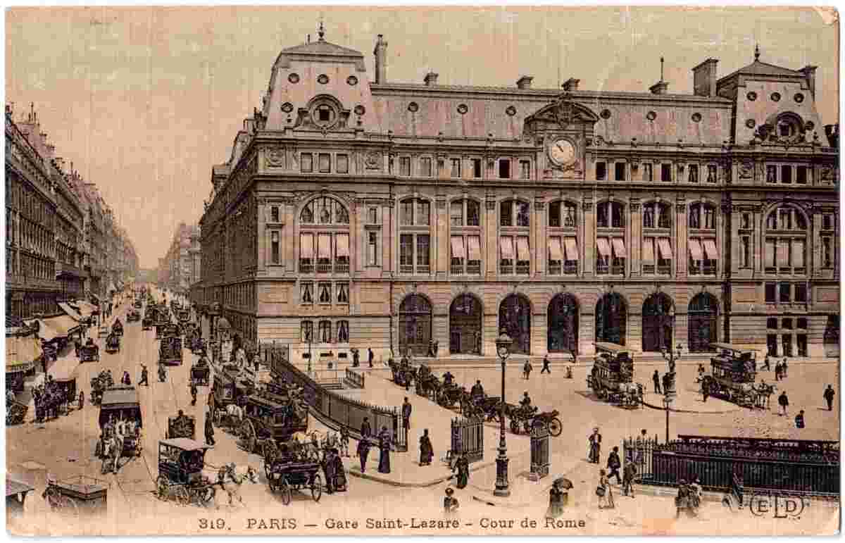 Paris. Gare Saint-Lazare - Cour de Rome, 1907