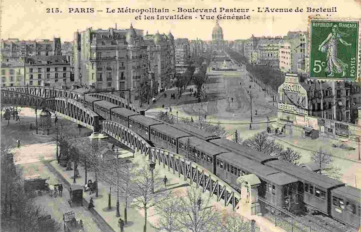 Paris. Le Métropolitain, Boulevard Pasteur, l'Avenue de Breteuil et les Invalides