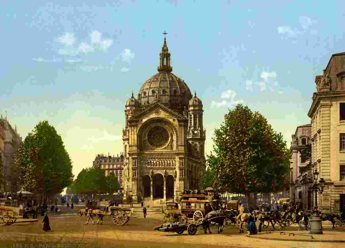 Paris. L'Église Saint-Augustin, vers 1890