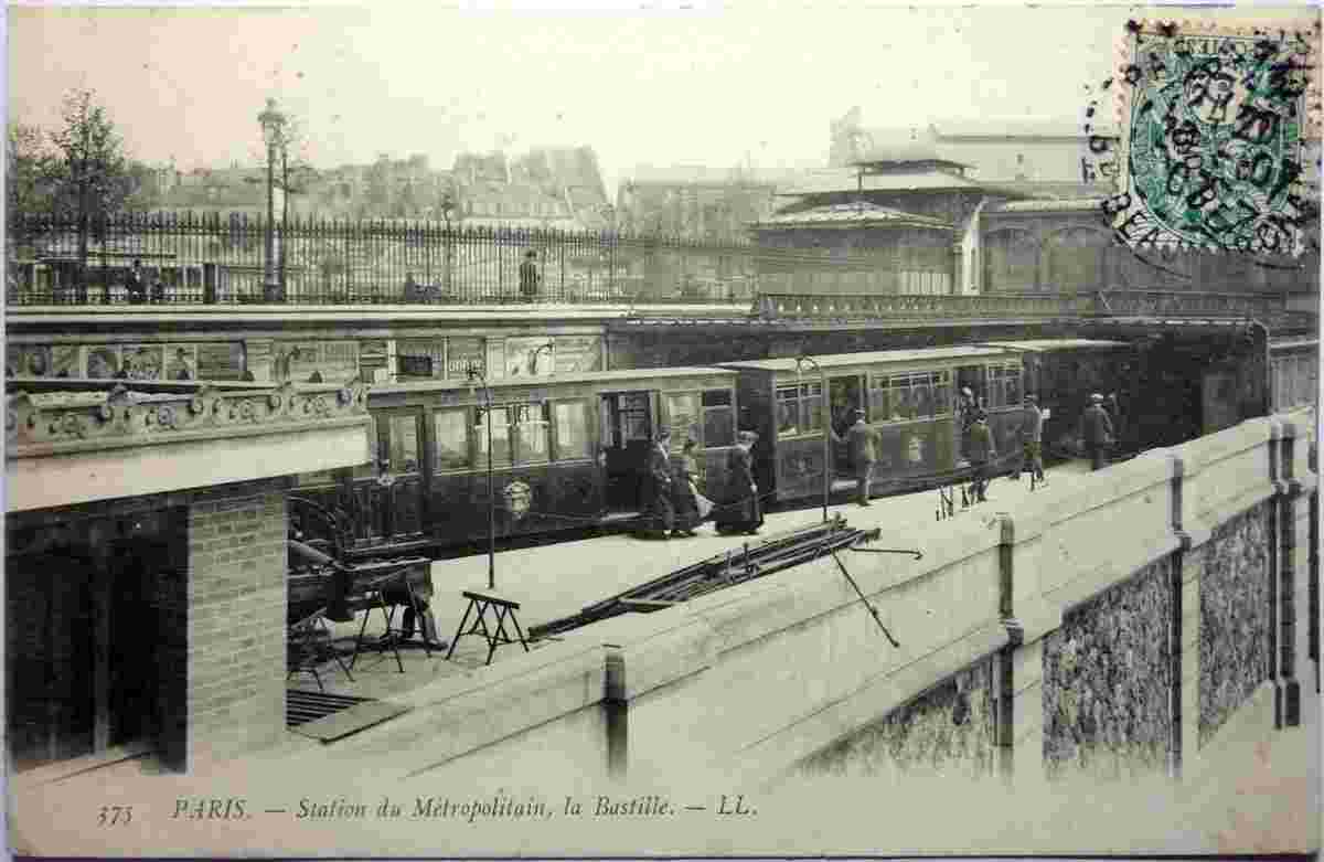 Paris. Station du Métropolitain - La Bastille, 1907