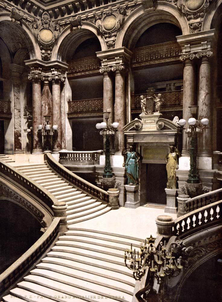 Paris. The Opera House, the grand staircase, circa 1890