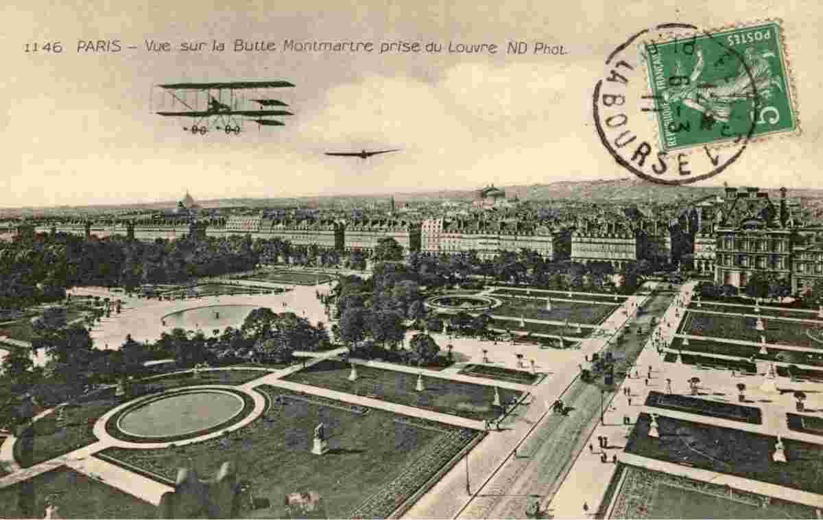 Paris. Vue sur la Butte Montmartre prise du Louvre, 1911