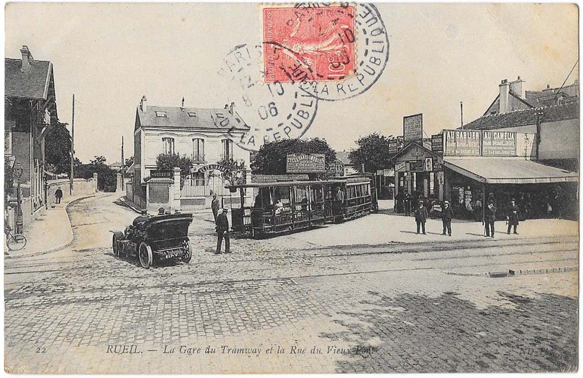Rueil-Malmaison. La Gare du Tramway et la Rue du Vieux Pont, 1906