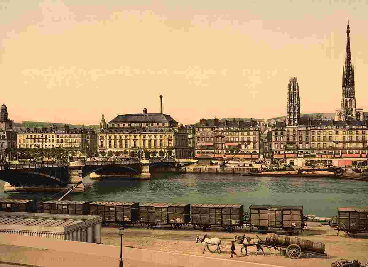Rouen. Boieldieu Bridge from St Sever, 1890