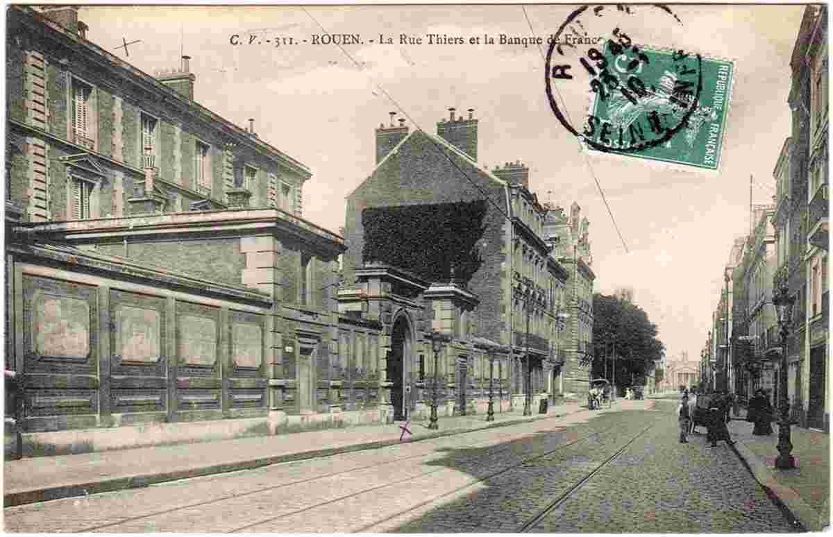 Rouen. La Rue Thiers et la Banque de France, 1910