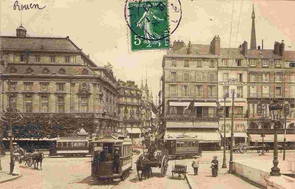Rouen. Le Pont Boieldieu et le Théâtre des Arts, 1909