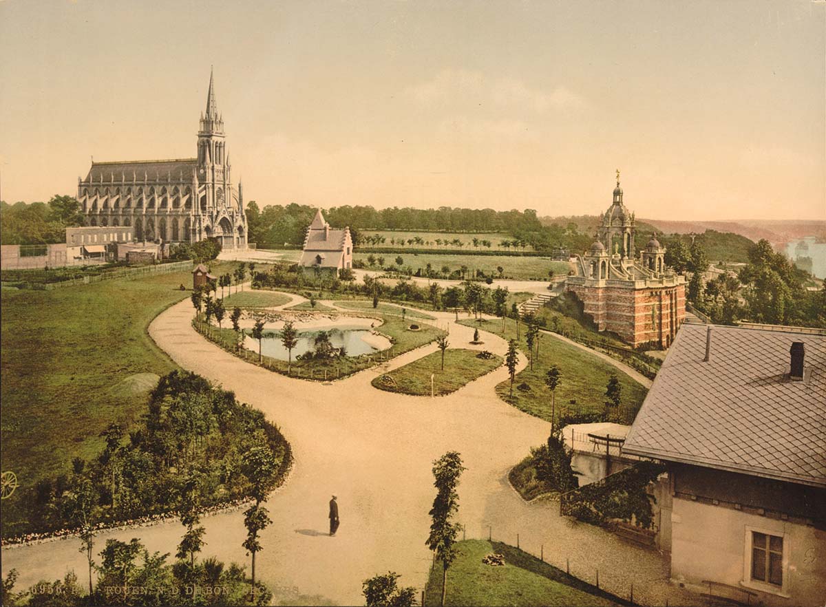 Rouen. Notre Dame de Bon Secours and Joan of Arc's monument, 1890