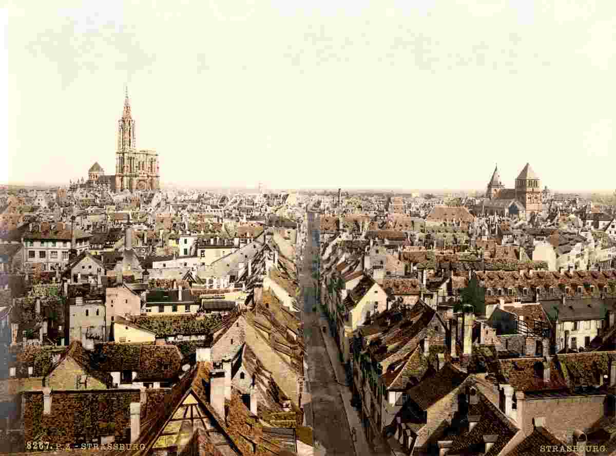Strasbourg. Panorama of city, circa 1895