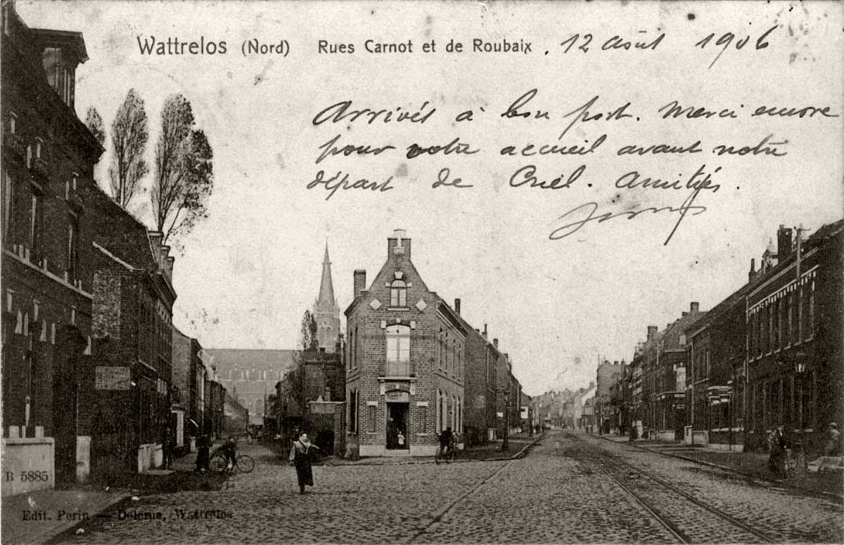 Wattrelos. Rues Carnot et de Roubaix (1906)